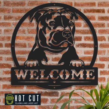 Staffordshire Bull Terrior Welcome Sign
