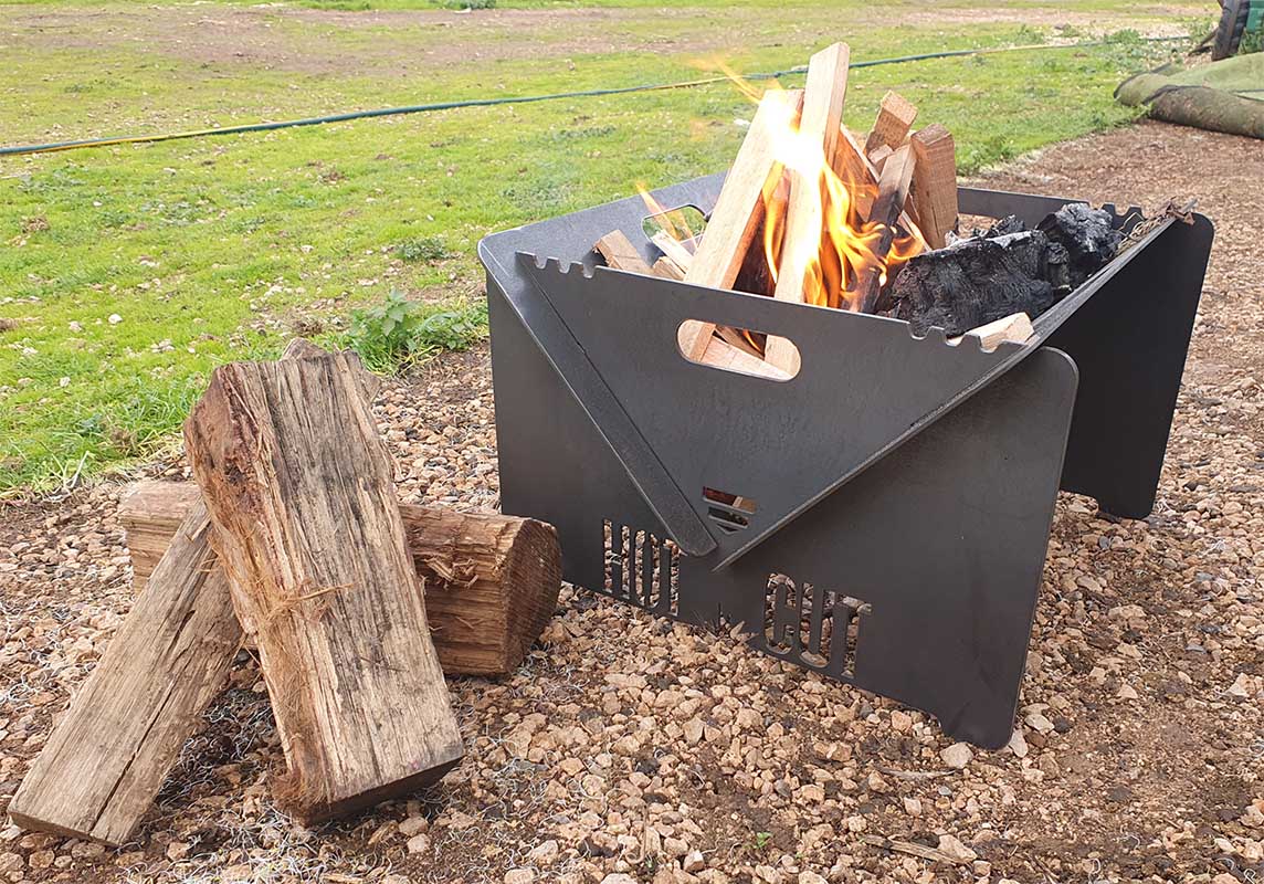 Camping Metal Firepit/Fireplace Sign - 6x6 Inches - Brown 'Fire' Sign For Parks